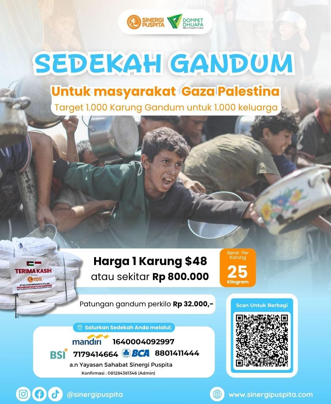 Sedekah gandum bersama Sinergi Puspita