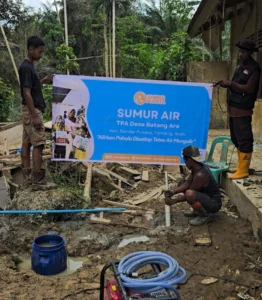 Sumur air bersih yang telah selesai dibangun di Tamiang Aceh